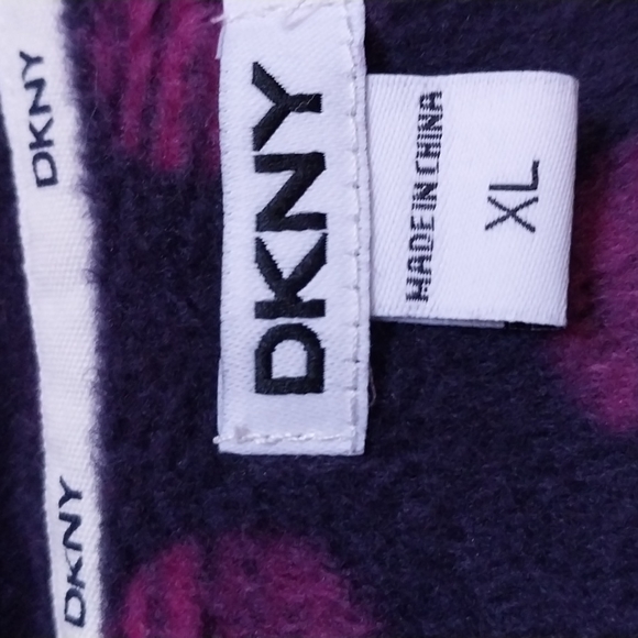 🟣DKNY Dark Blue/Purple Polka Dot ALL-FLEECE Pj/Lounge Set XL POCKETS Soft Cozy - Picture 3 of 5